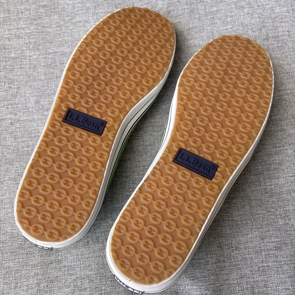 L.L. Bean Women's 8W Boat Sneaker Shoes Canvas Green Blue Nautical Anchors - Picture 11 of 14